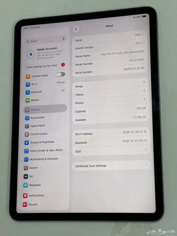 Apple iPad Pro -128GB (11-inch) (2nd 4