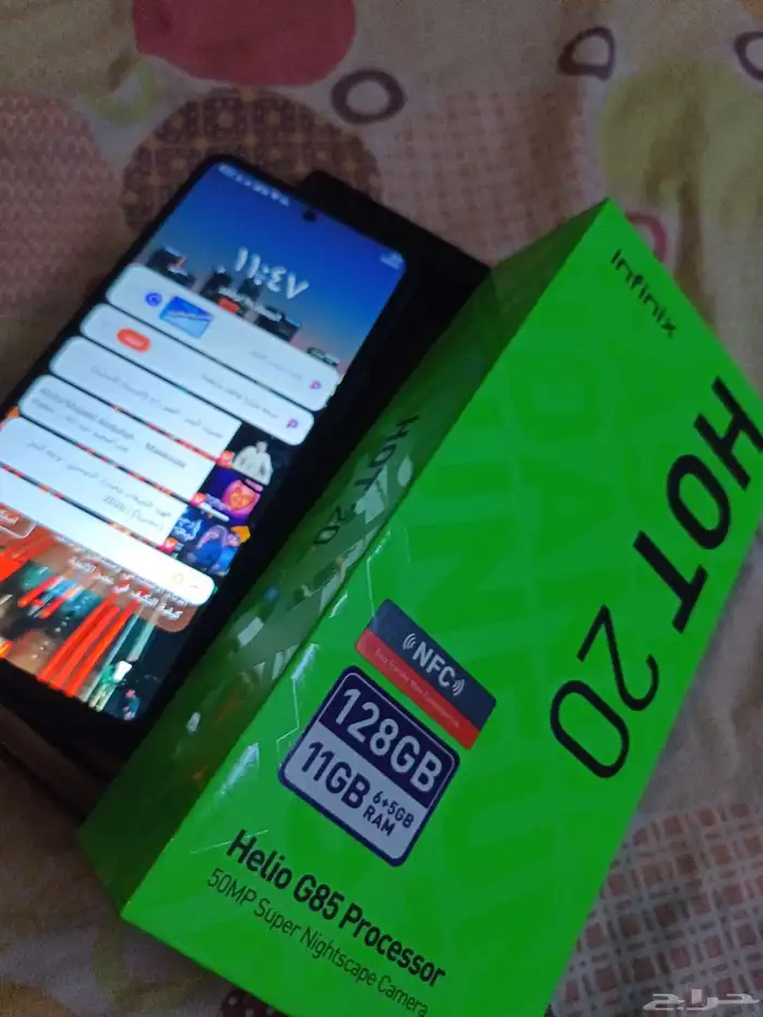 جوال للبيع انفنكسHot20 رام 11 غيغا 128 استخدام 3 شهر إلى يبي 1