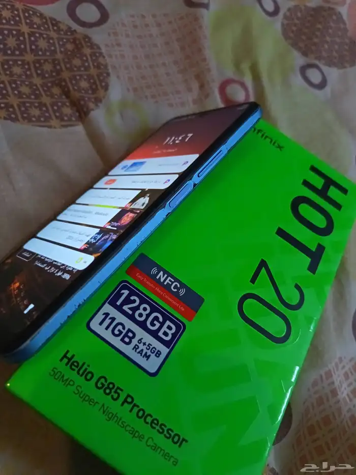 جوال للبيع انفنكسHot20 رام 11 غيغا 128 استخدام 3 شهر إلى يبي 2