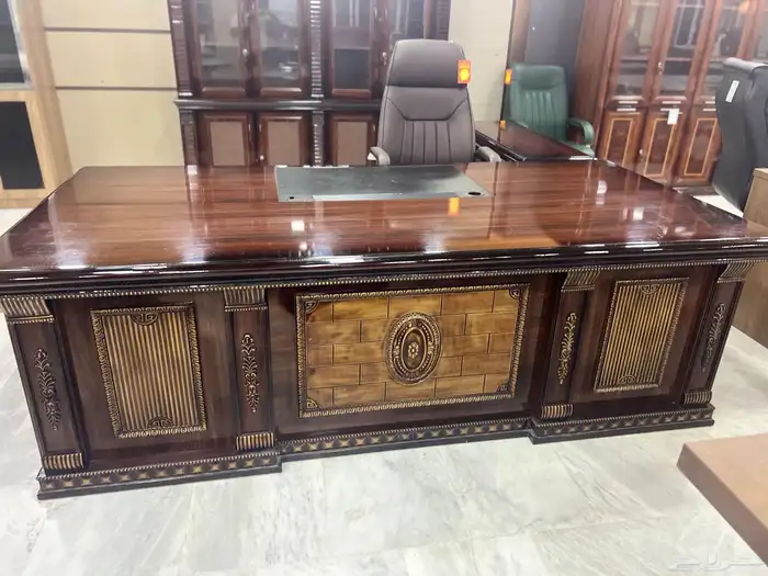 ملكي اثاث مكاتب طقم فخم جلد اخضر كامل طقم طاولة اجتماع كرسي 27