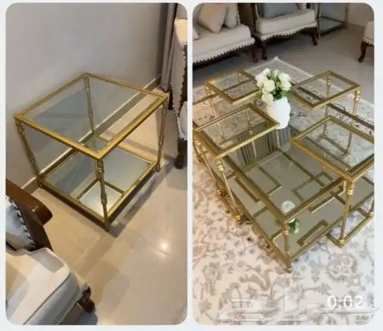 طاولة كبيرة مع أربع طاولات خدمة واثنتين طاولة زاوية 0