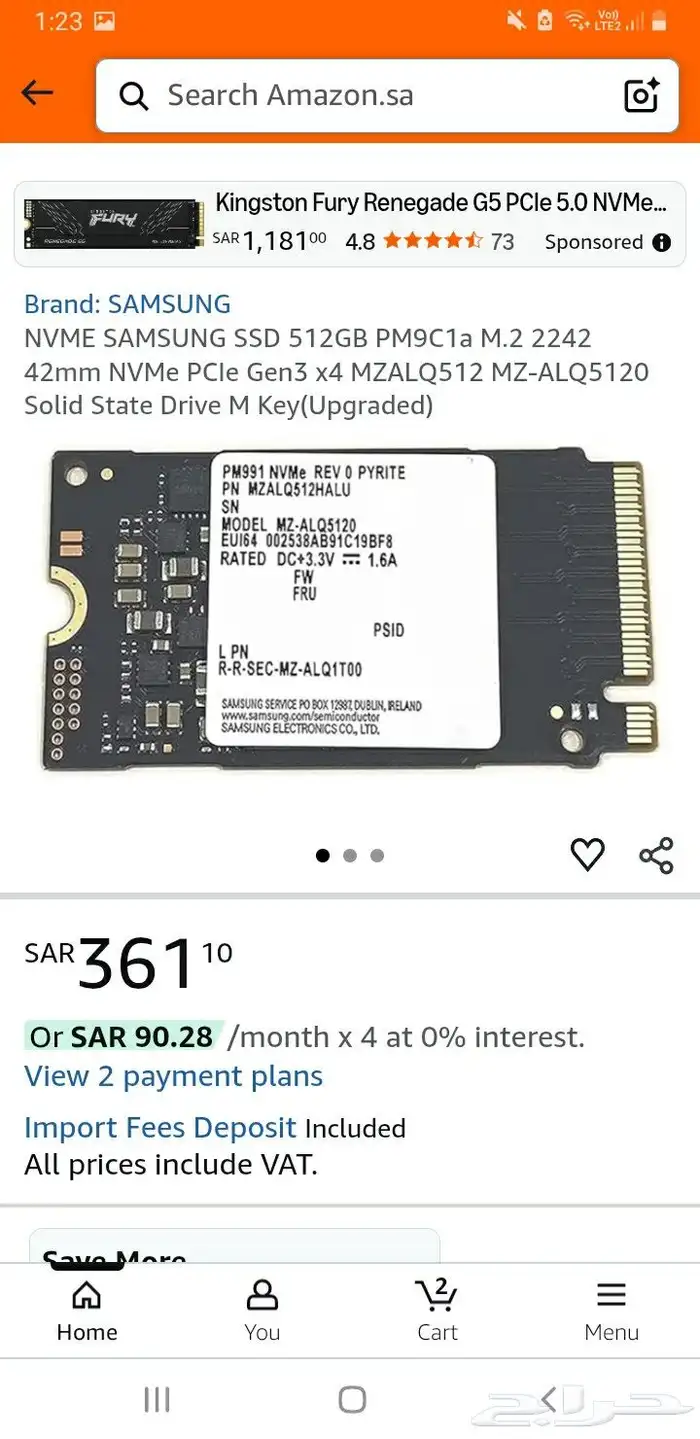 SSD Samsung 512gb 3