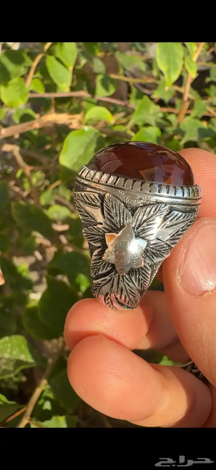 خاتم عقيق يماني كرزي مزعفر 1