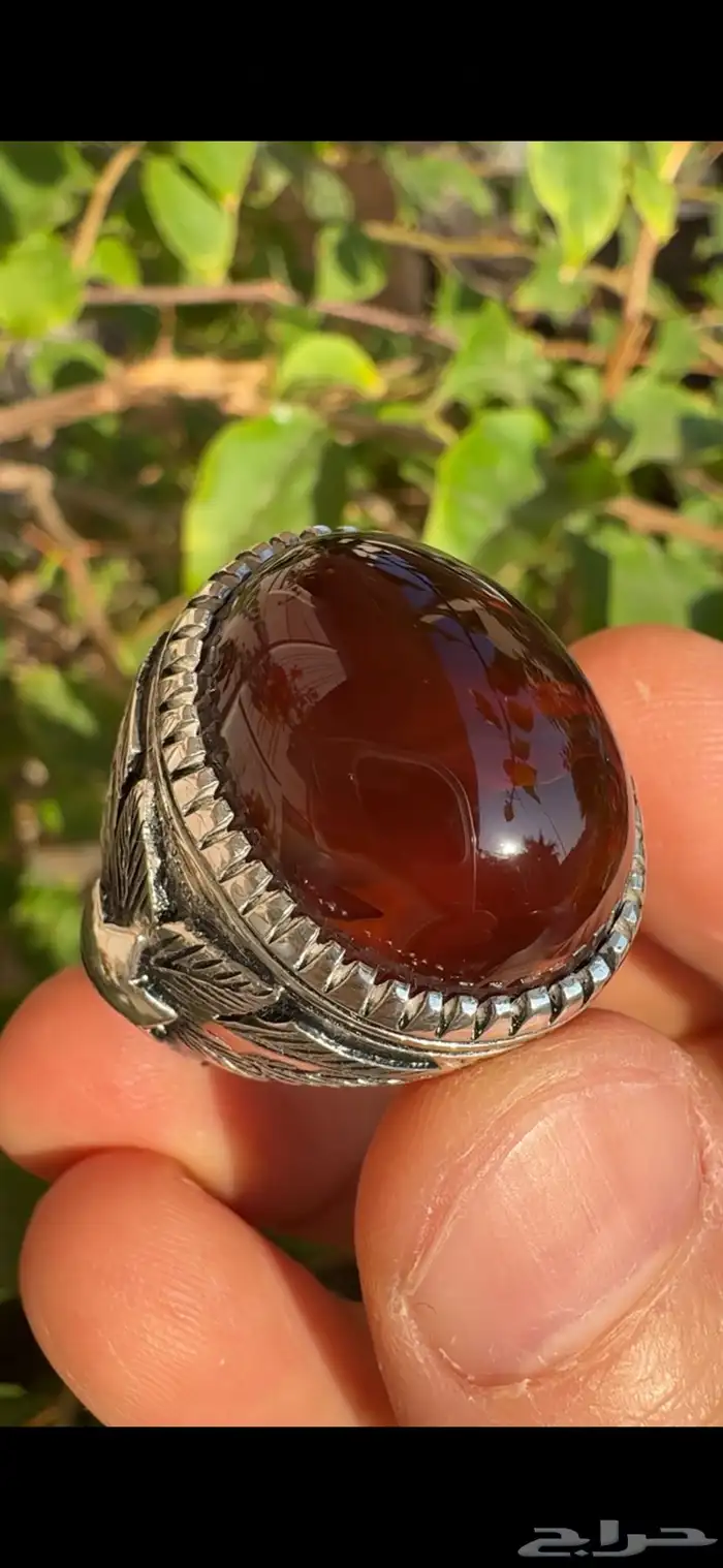 خاتم عقيق يماني كرزي مزعفر 0