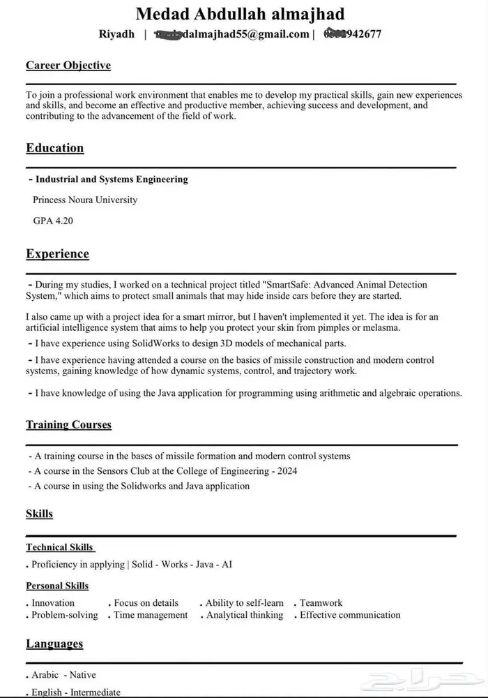 سيرة ذاتية احترافية - بنظام ال ATS 2