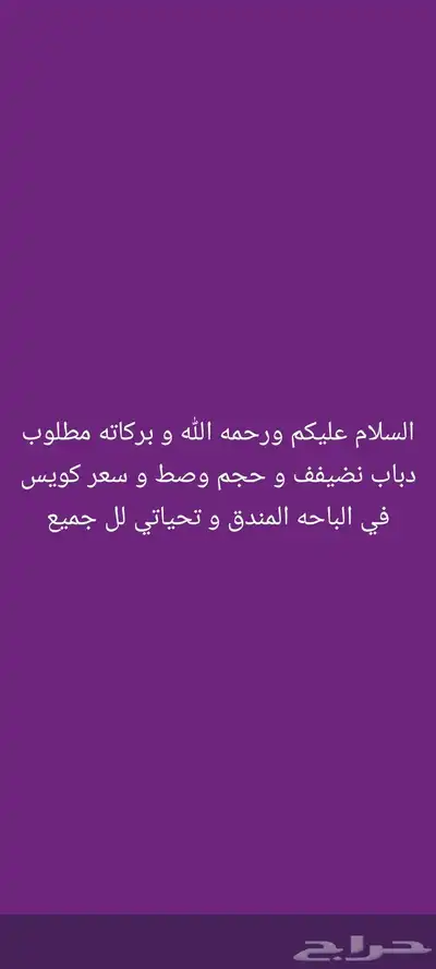 مطلوب دباب نضيفف و حجم وصط و سعر كويس 0