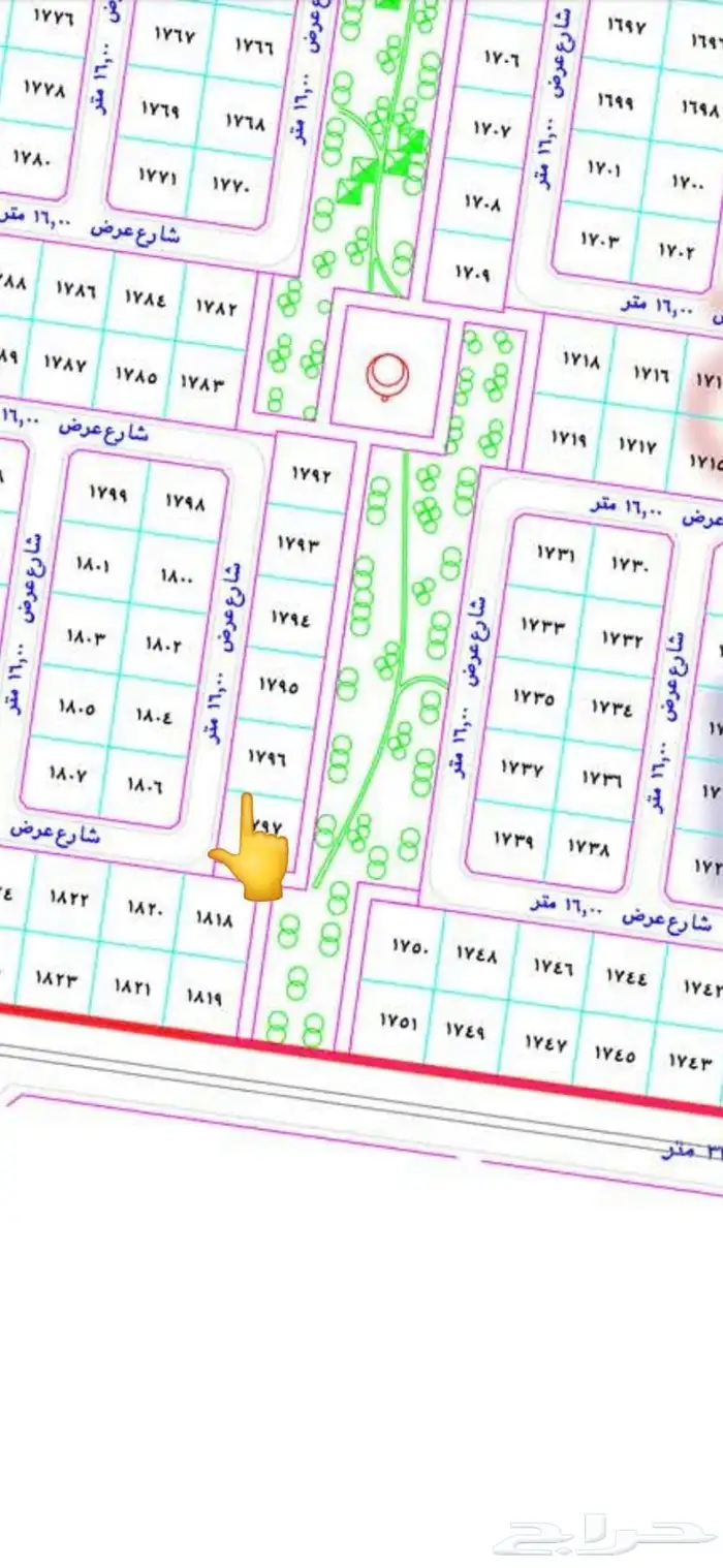 للبيع ارض في مخطط جوهرة العروس 2ح مساحه434م شارع وممر وحديقه 1