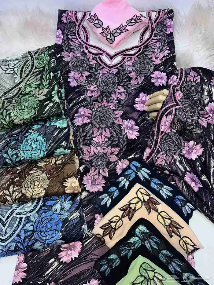 مخاوير قطع غير مخيطة تطريز على الصدر والاكمام 5