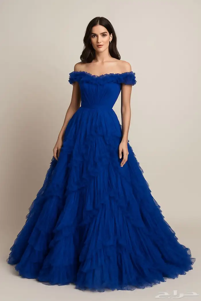 فستان انيق ازرق استعمال مره وحده 0