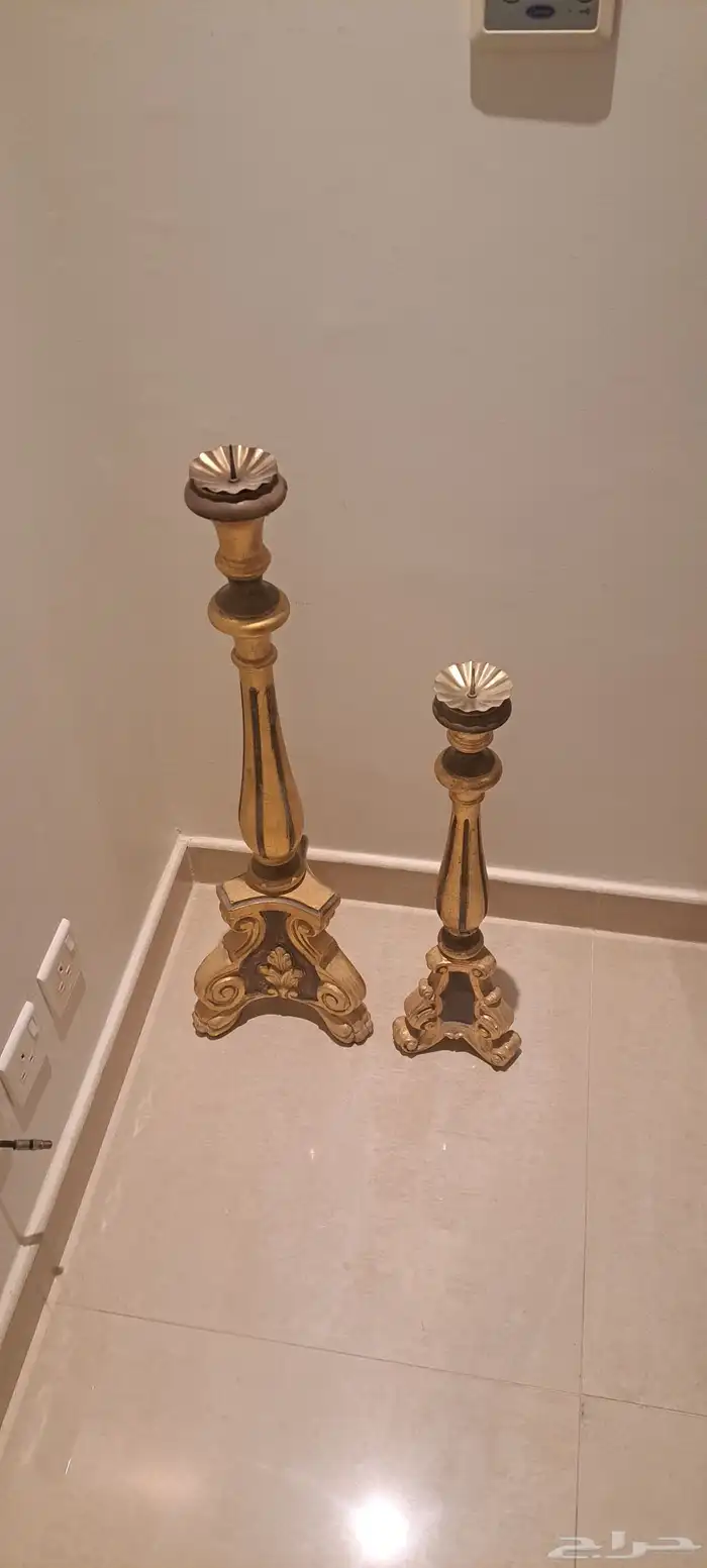 طقم شمعدانات ايطالي فخمة للديكور (حبتين) كبيرة وصغيرة 1