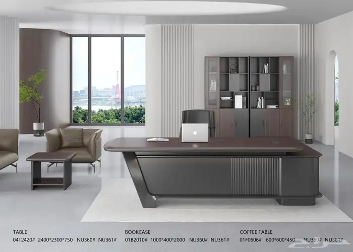 مكاتب مودرن حق مدير طقم كامل فخم مع دولاب طاولة شائي 0