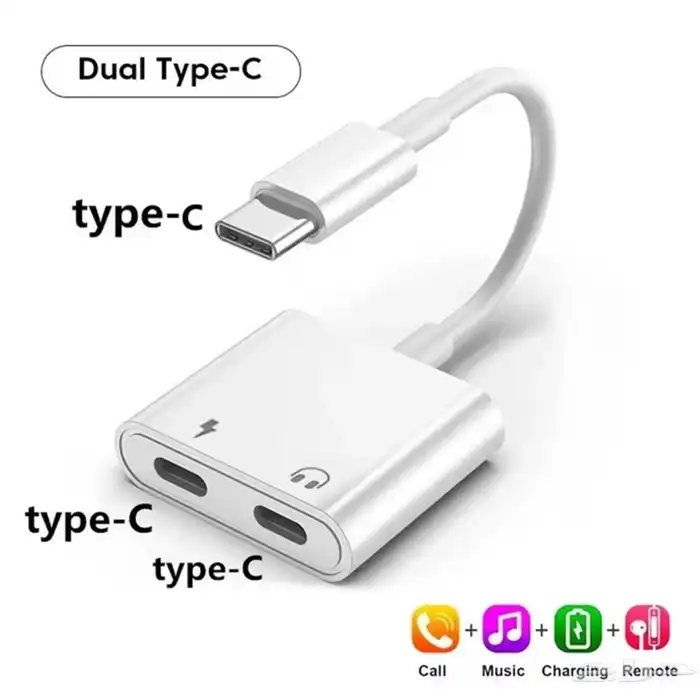 للبيع وصلة تايب سي شحن وسماعه بنفس الوقت و وصله تايب سي ويو 0