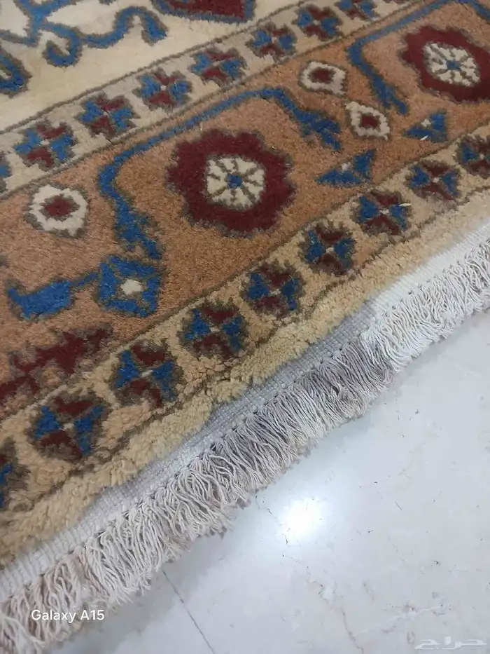 سجادة صوف يدوي إيراني قديمة 7