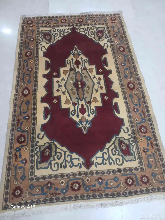 سجادة صوف يدوي إيراني قديمة 0