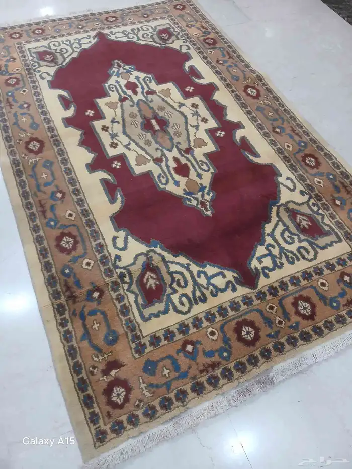 سجادة صوف يدوي إيراني قديمة 6