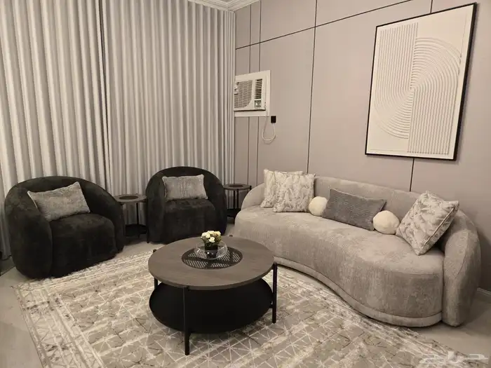 شقة مفروشة جديدة اول ساكن من غرفتين وصالة بحي الروضة 5