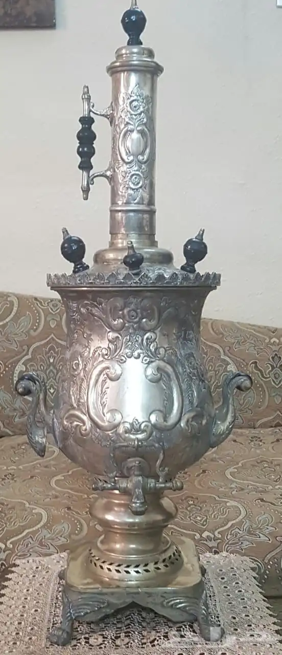 سماور قديم جدا  تراثي مطلي فضة 3