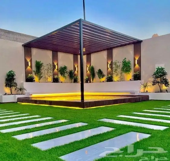 تنسيق حدائق وشلالات ونوفير ومظلات وجلسات بديل خشب وزراعة ثيل 5