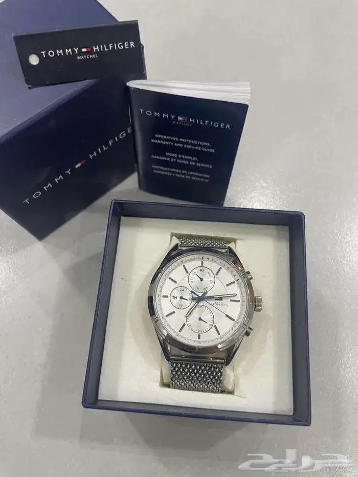 ساعة تومي Tommy Hilfiger رجالي ستيل مع كامل اغراضها 1