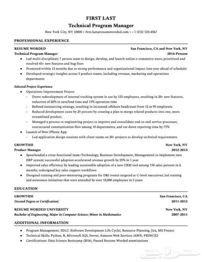 تصميم سيرة ذاتية ATS 0