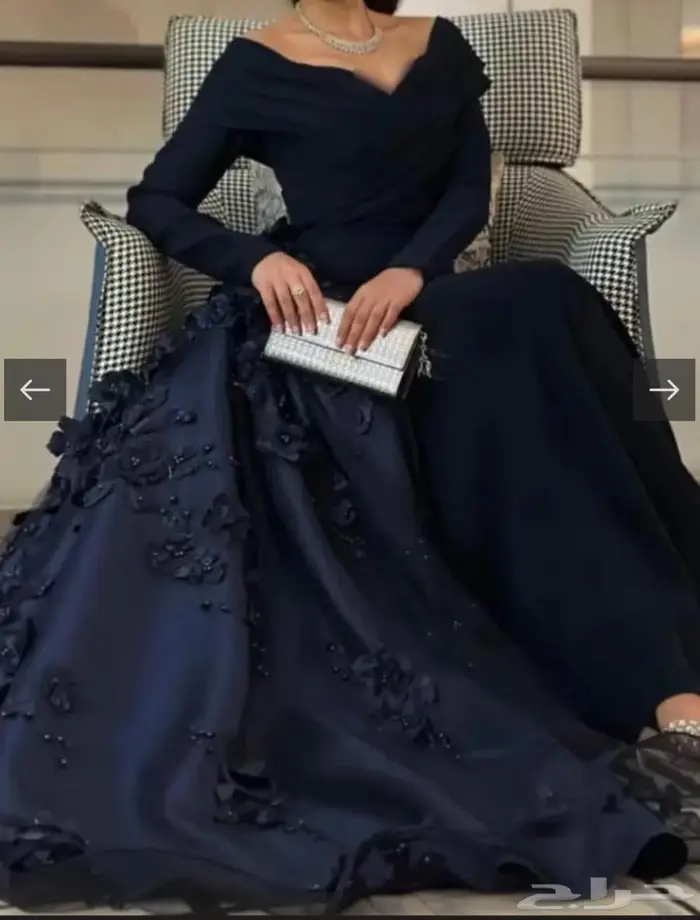 فستان سهرة كحلي استعمال 4 ساعات فقط نظيف مقاسXXL 5