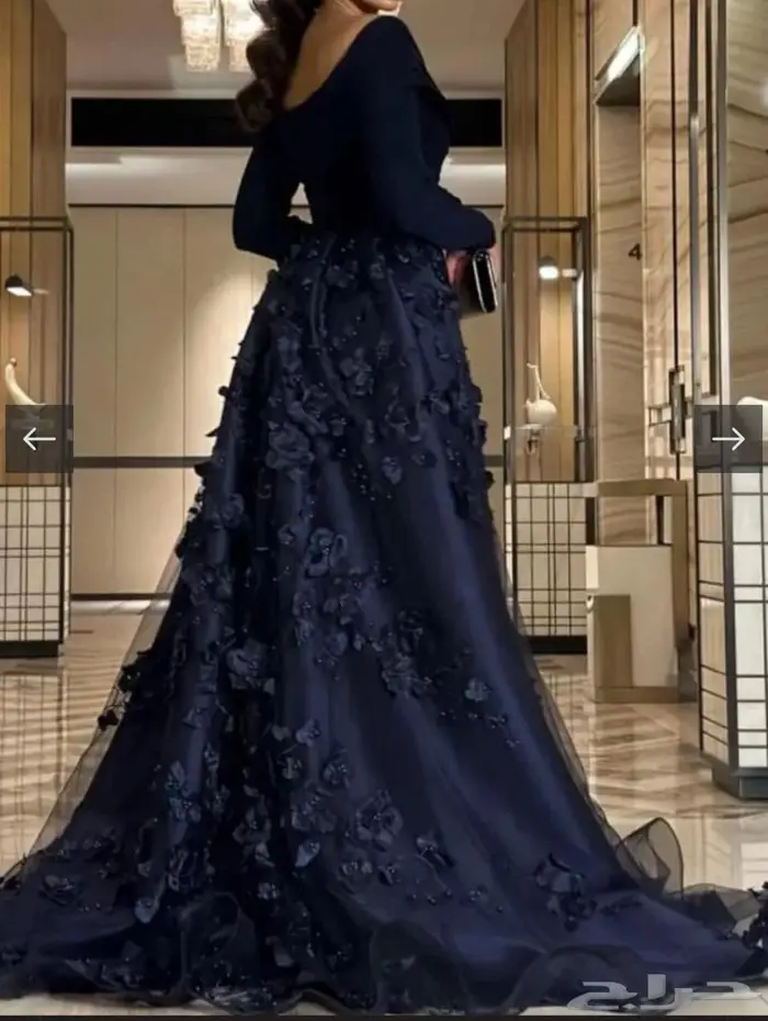 فستان سهرة كحلي استعمال 4 ساعات فقط نظيف مقاسXXL 3