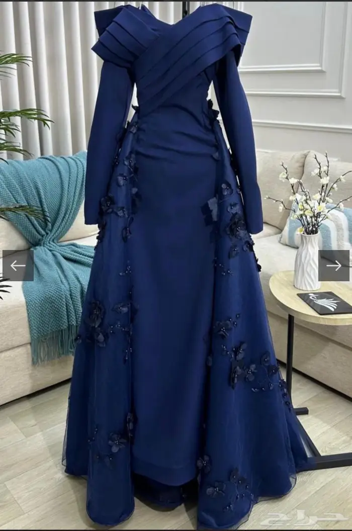 فستان سهرة كحلي استعمال 4 ساعات فقط نظيف مقاسXXL 1