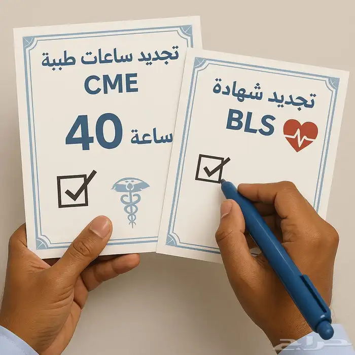 ساعات ممارس CME (دفع بعد الانجاز) وشهادة القلب السعودية BLS 1