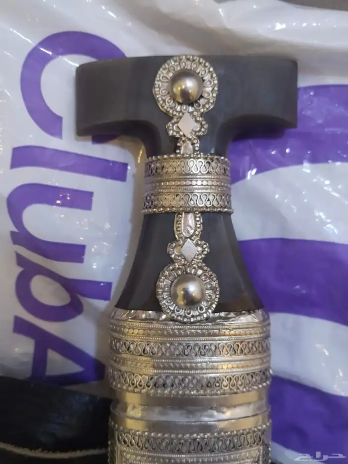 جنبية فاخرة صب فضة سلة سنياو عماني مقبض قرن 1