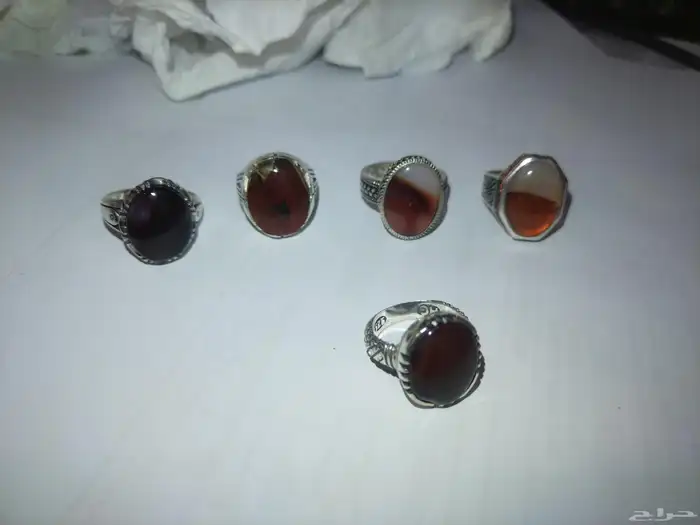 تصفية خواتم فضه 925 عقيق يماني شرط صياغات مختلفة 0