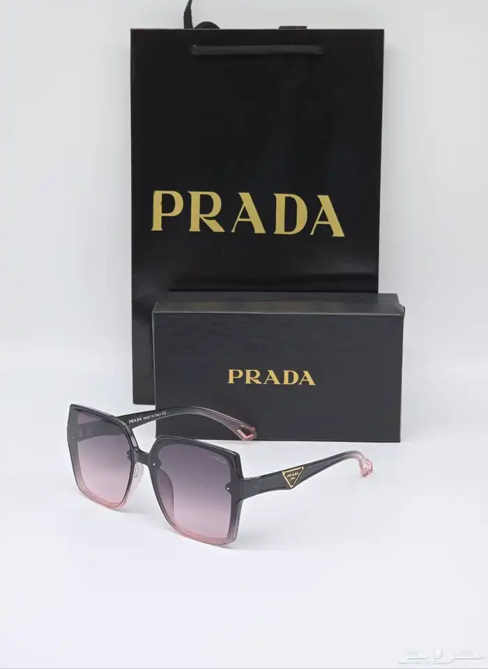 متجر_كاتشي نظارات شمسية من ماركة برادا مع علبة وكيس 9