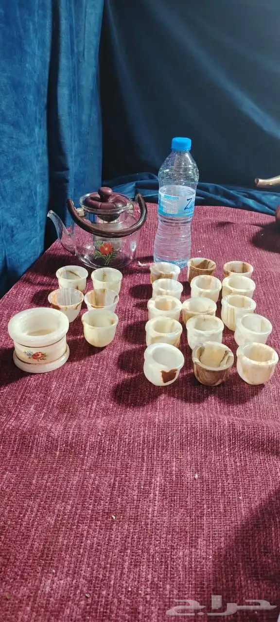 فناجيل من رخام فخم ثقيله وابريق قزاز 1