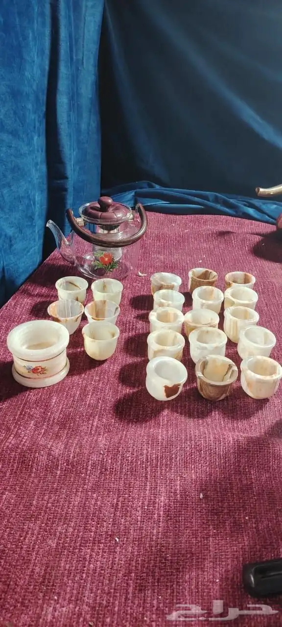 فناجيل من رخام فخم ثقيله وابريق قزاز 0