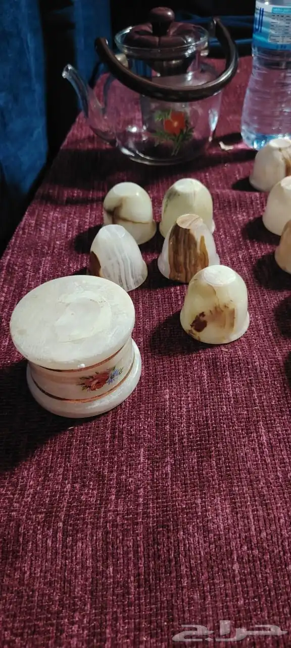 فناجيل من رخام فخم ثقيله وابريق قزاز 7