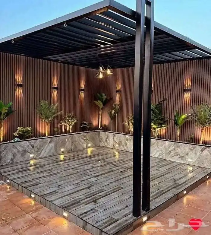 خشب الباركيه داخل المظله مع شلالات ونوافير 9