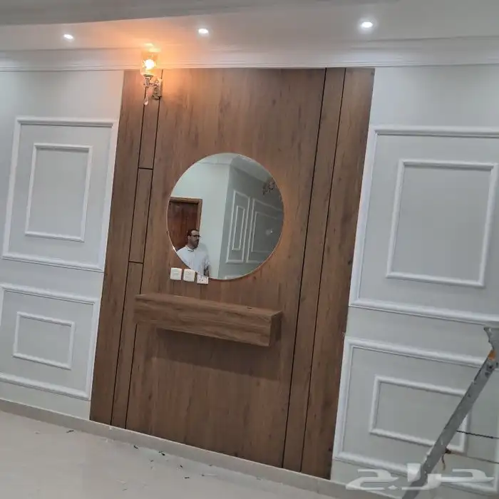 ديكورات داخليه شاشه أرفف مرايات شيبورد ورق جدران باركيه 5