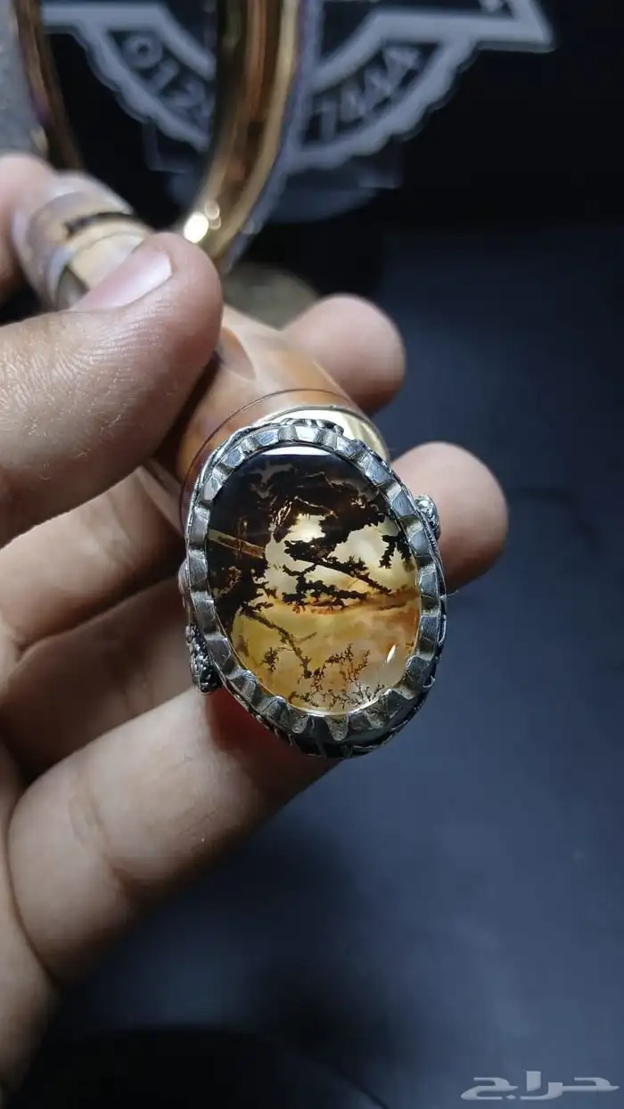 خاتم عقيق مصور مقاس 22 5