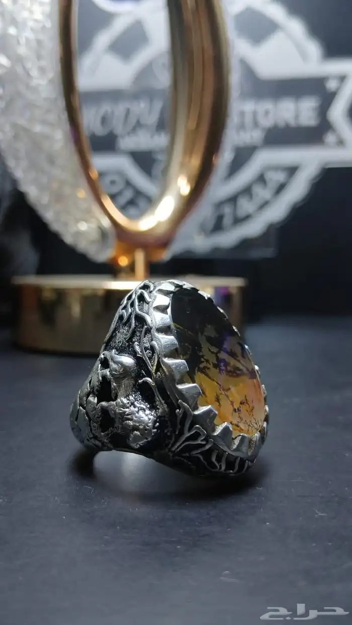 خاتم عقيق مصور مقاس 22 4