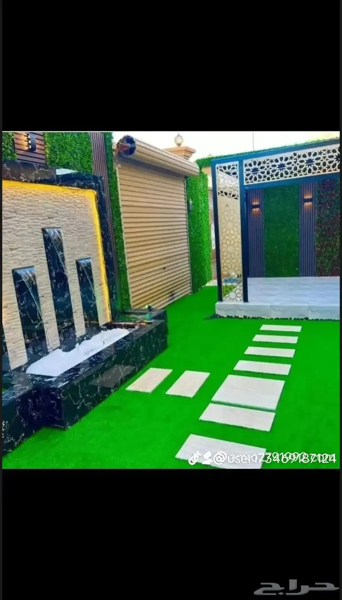 خشب الباركيه داخل المظله مع شلالات ونوافير 0