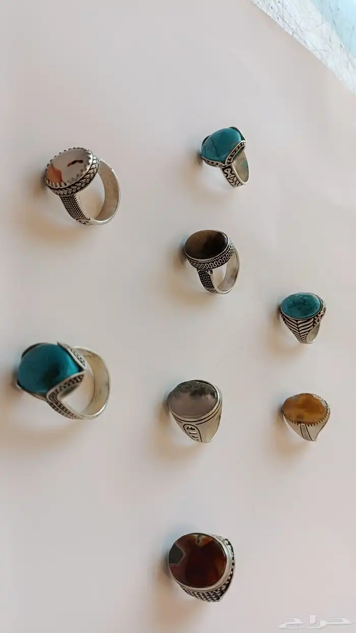 خواتم عقيق يمني وفيروز سيناوي جديده سعر المعمل 3