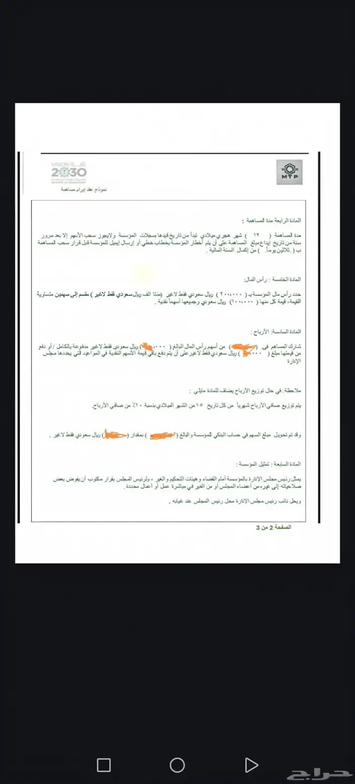 فرصة مساهمه استثماريه في مؤسسه بإرباح شهريه وراس مال ثابت 1