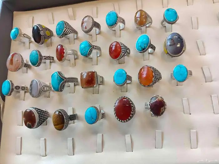 خواتم عقيق يمني وفيروز سيناوي جديده سعر المعمل 2