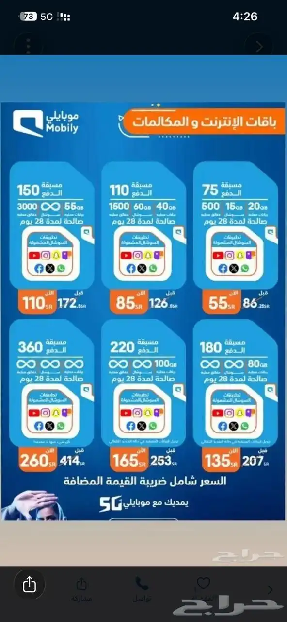 بينات نت سوا زين موبايلي 6