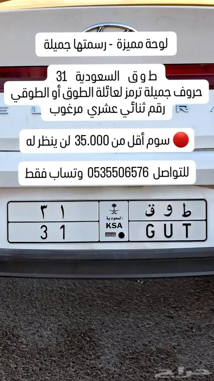 لوحة مميزة ط و ق 31 طوق 31 0