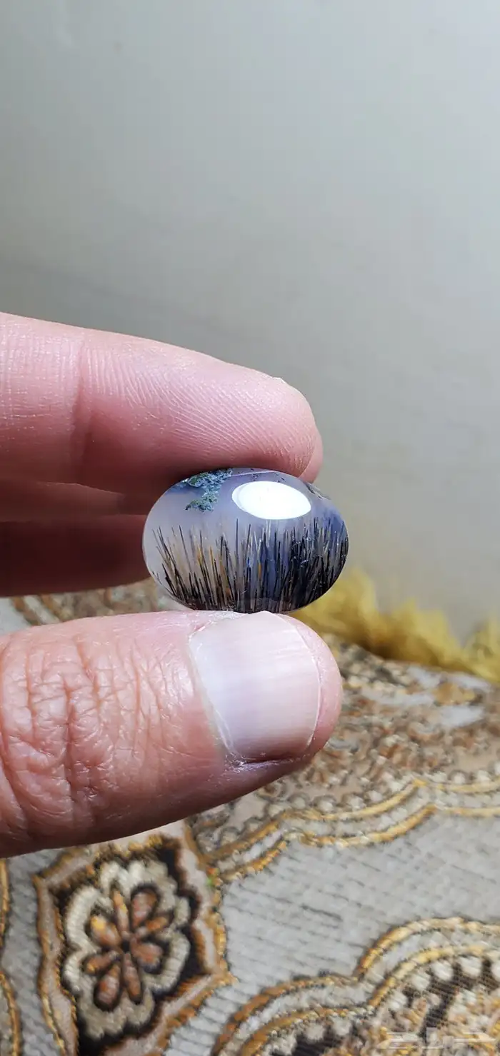 حجر عقيق يمني مصور حوت طبيعي 7