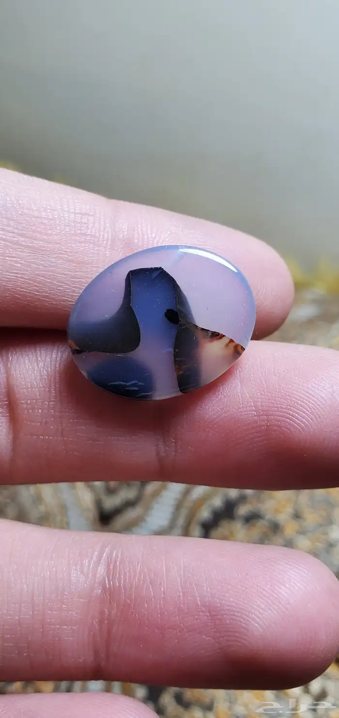 حجر عقيق يمني مصور حوت طبيعي 8