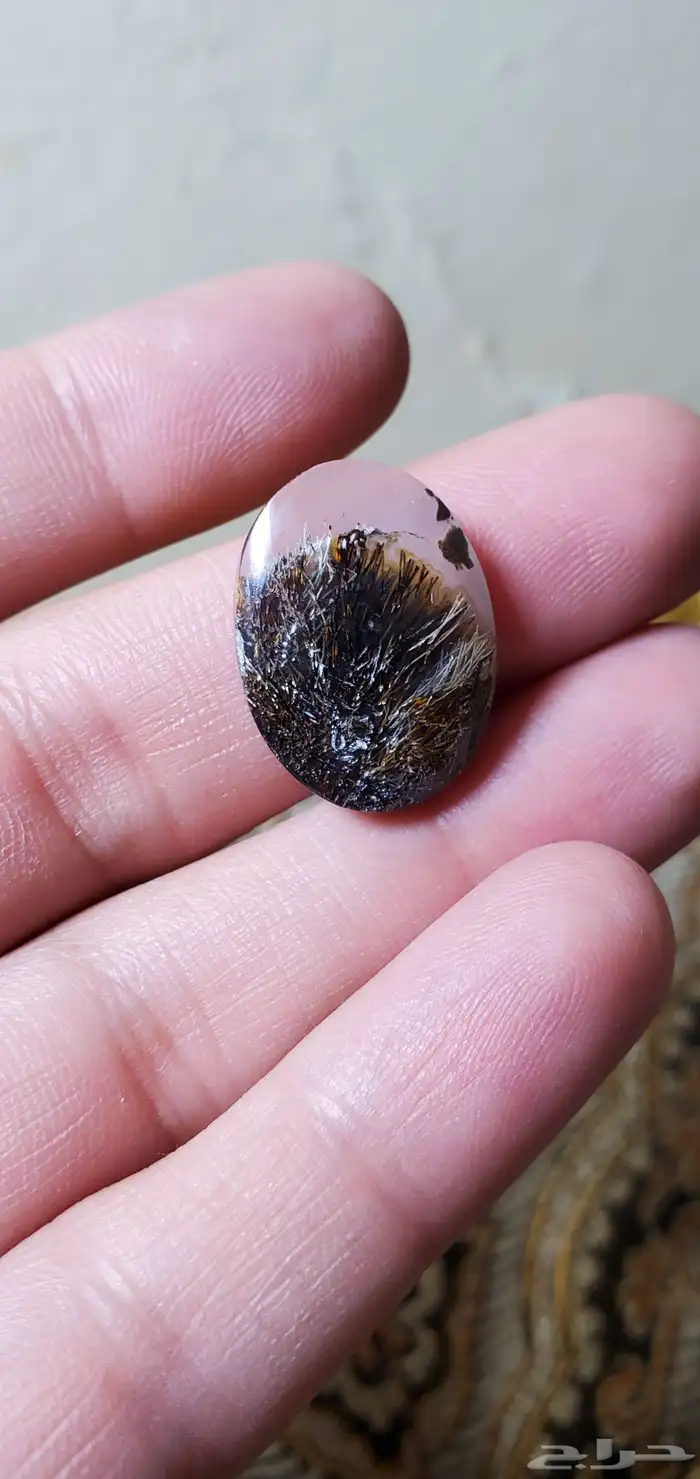 حجر عقيق يمني مصور حوت طبيعي 6