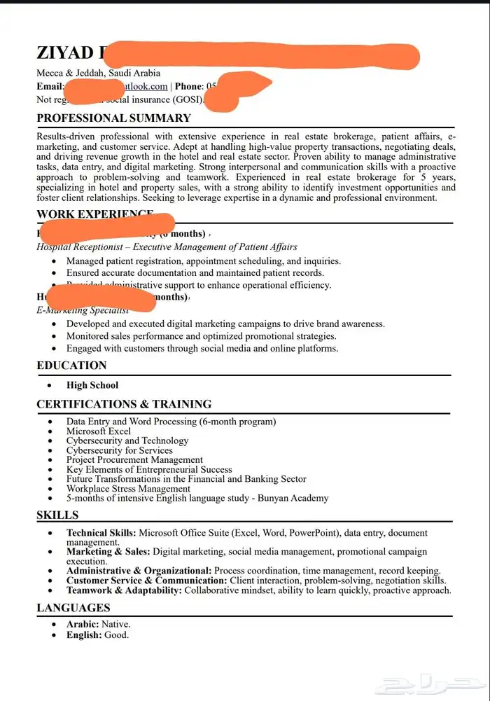 إنشاء سيرة ذاتية CV احترافية بنظام ATS والدفع بعد الرضا 0