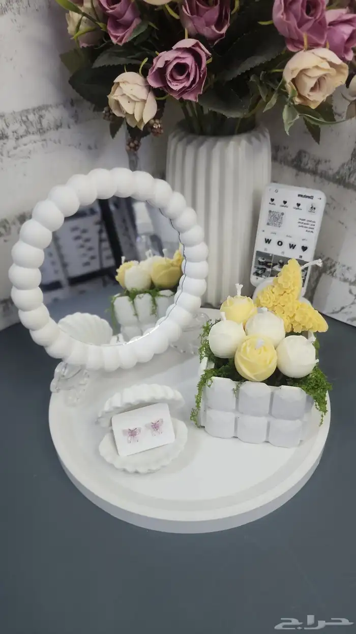 شمعة باقة ورد مع مرايا 0