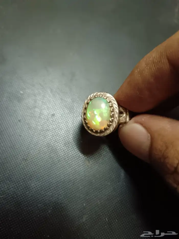 خاتم فضة الحجر أوبال من ورشة الشريف 4